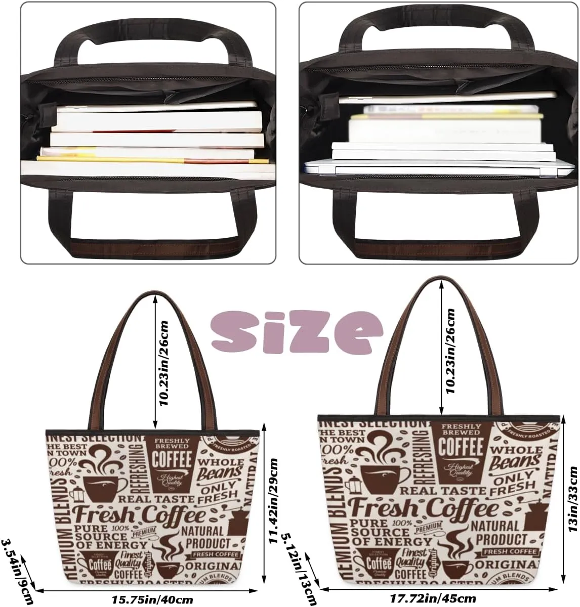Tote Bag for Women with Zipper Large Capacity Top Handle Casual Shoulder Bag Handbag Reusable Shopping