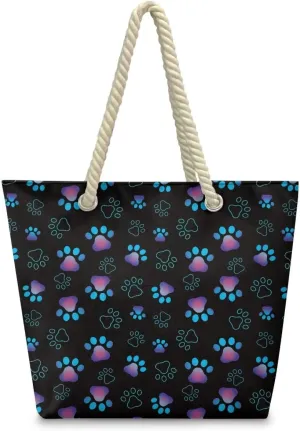 Tote Beach Bag with Rope Top Handle Pool Bag 14.57x4.71x14.17 Large Capacity Travel Handbag for Women Casual
