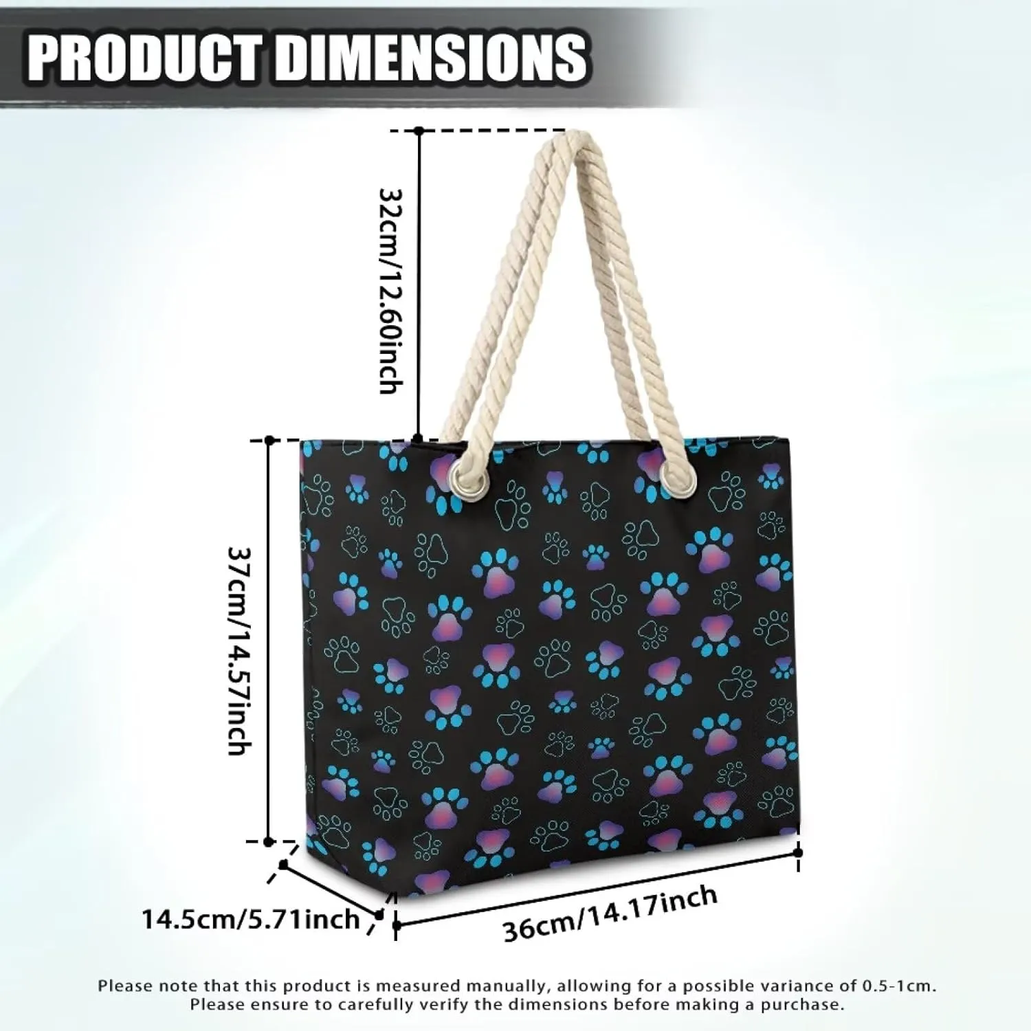Tote Beach Bag with Rope Top Handle Pool Bag 14.57x4.71x14.17 Large Capacity Travel Handbag for Women Casual