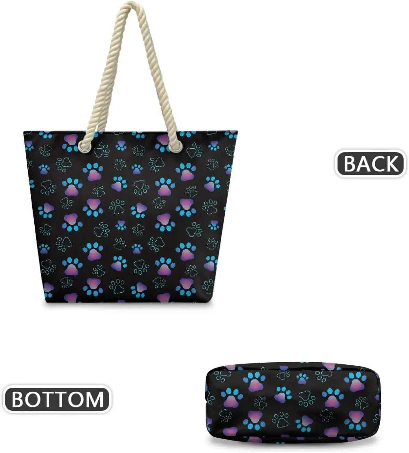 Tote Beach Bag with Rope Top Handle Pool Bag 14.57x4.71x14.17 Large Capacity Travel Handbag for Women Casual
