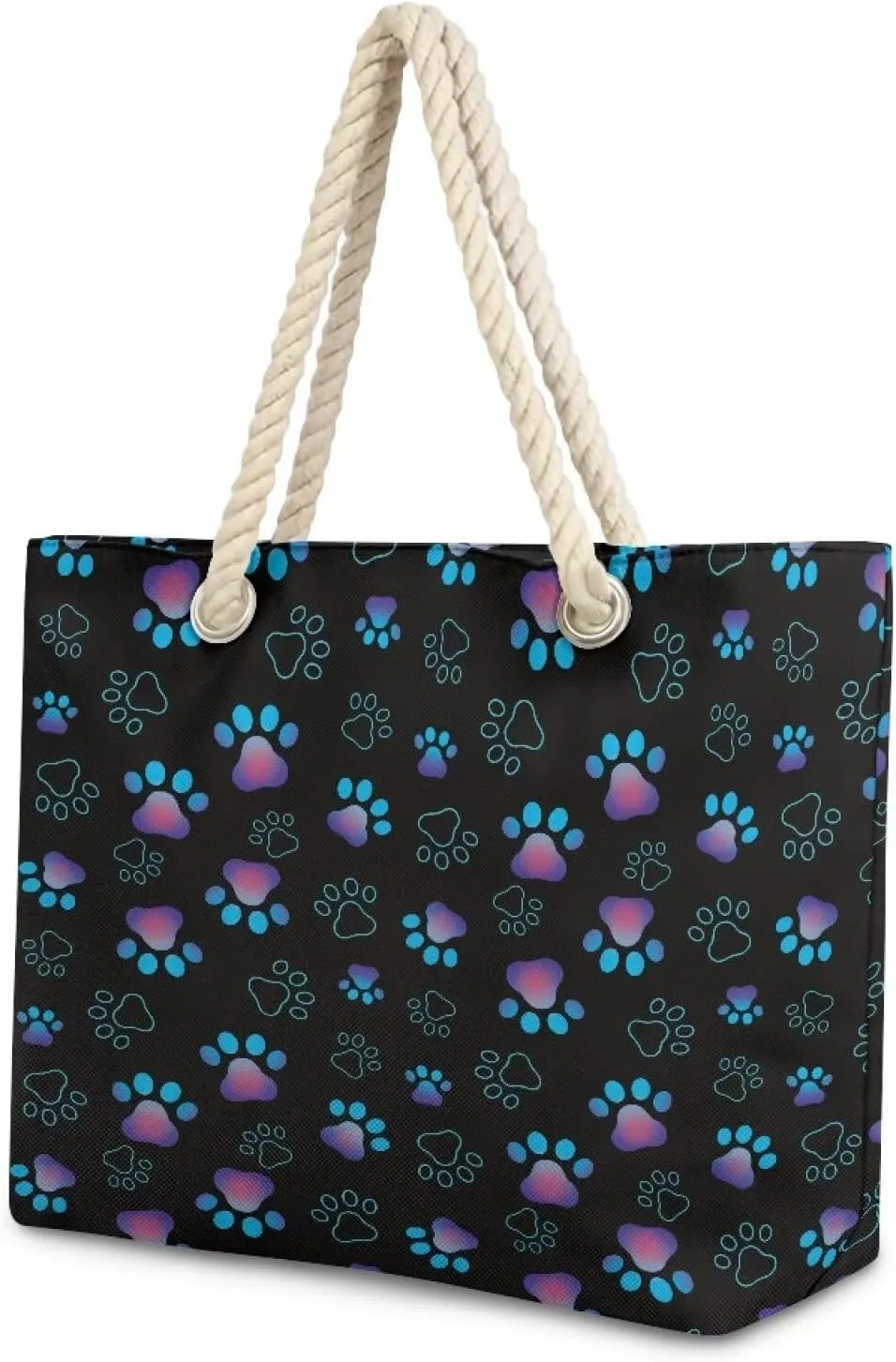Tote Beach Bag with Rope Top Handle Pool Bag 14.57x4.71x14.17 Large Capacity Travel Handbag for Women Casual