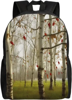 Travel Backpack Birch Trees Fall Laptop Backpack 16.1in Lightweight Hiking Daypack Computer Bag Gift for Women Men