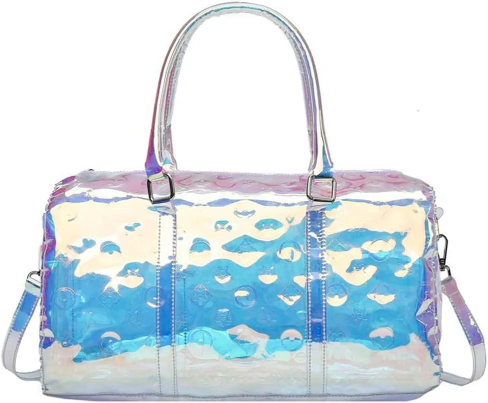 Travel Bag Beach Bags Leisure Fitness Luggage Clear Jelly Portable Laser Transparent Tote Bag for Women
