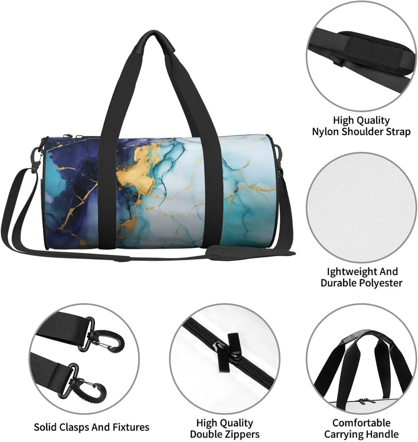 Travel Duffel Bag Marble Texture Weekender Overnight Bag For Men Women Large Capacity Sports Gym Bag Canvas Carry On Tote Bags For Travel Yoga