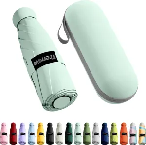 Travel Mini Folding Compact Umbrella with Case, 8 Ribs Lightweight Portable, Small Sun & Rain Pocket Umbrella for Girls and Women