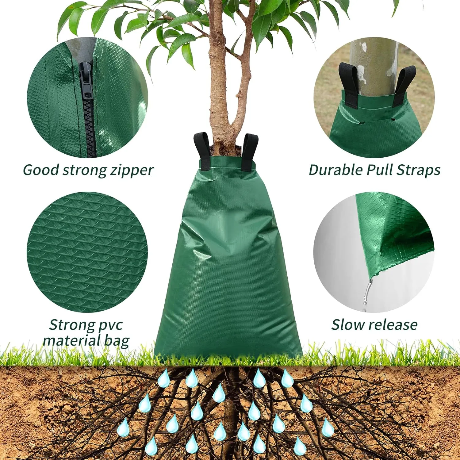 Tree Watering Bags Slow Release:20 Gallon - Reusable Water Bags for Trees - Slow Lrrigation Suitable for Newly Planted or Established Trees in Hot Weather （3 Pack）