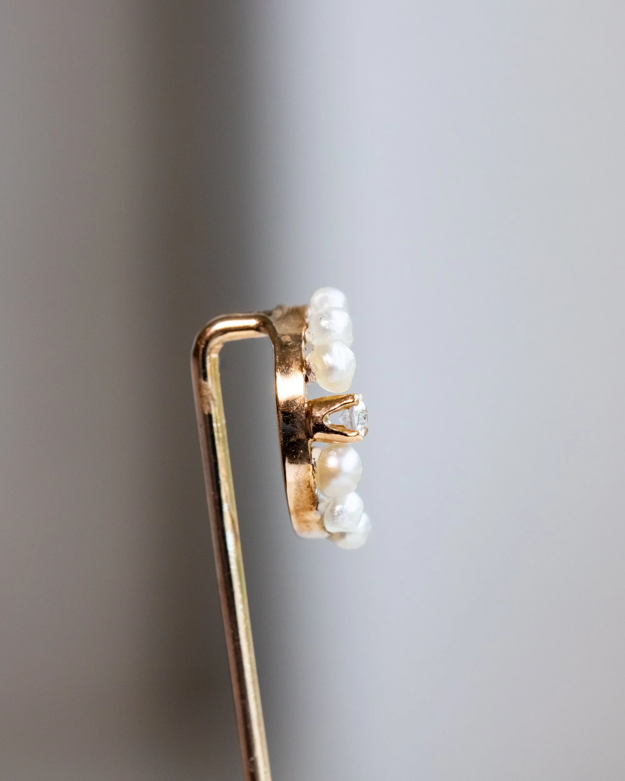 Trio of Antique 10k, 14k, Platinum 1.17 CTW Diamond & Pearl Celestial Stick Pins