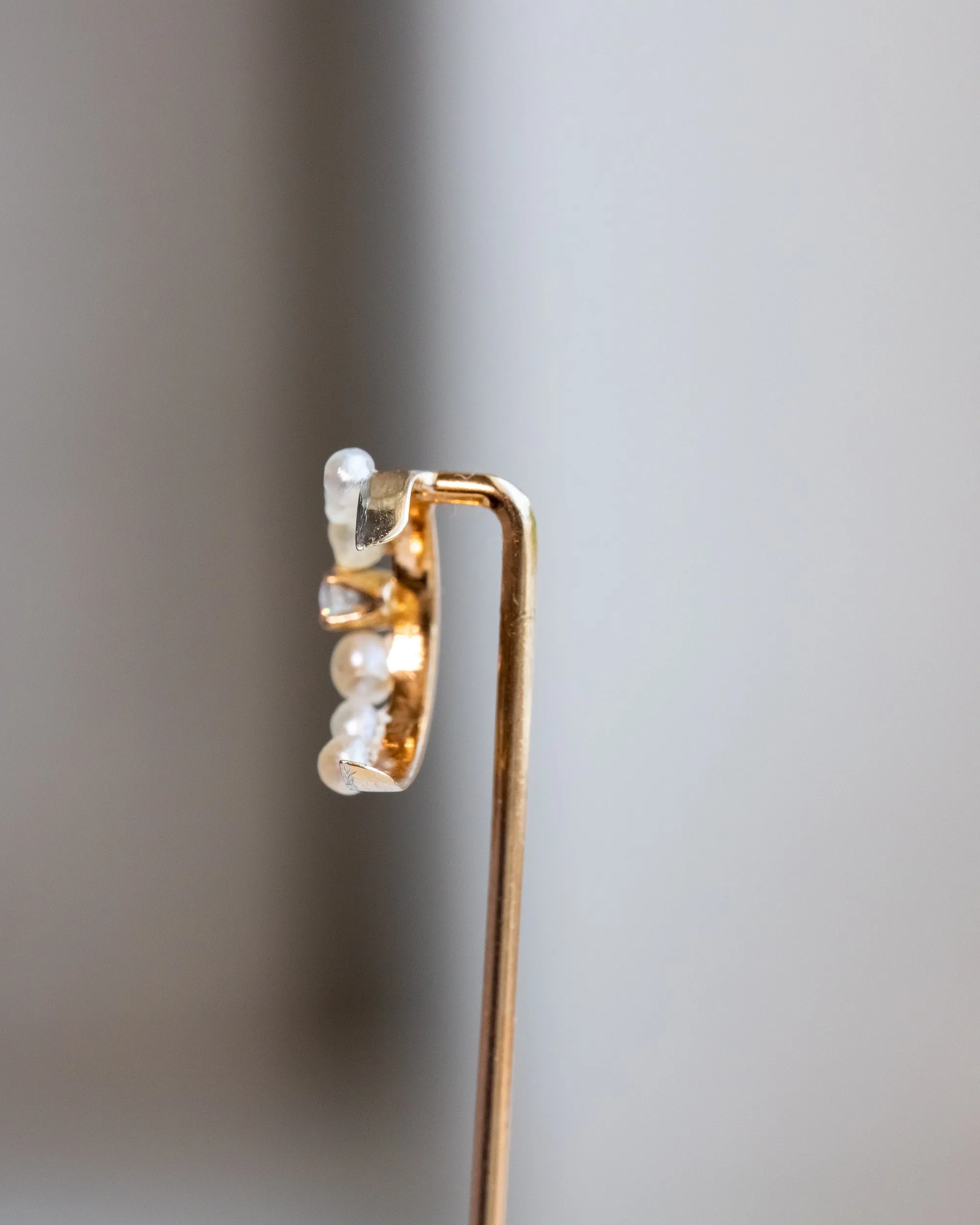 Trio of Antique 10k, 14k, Platinum 1.17 CTW Diamond & Pearl Celestial Stick Pins