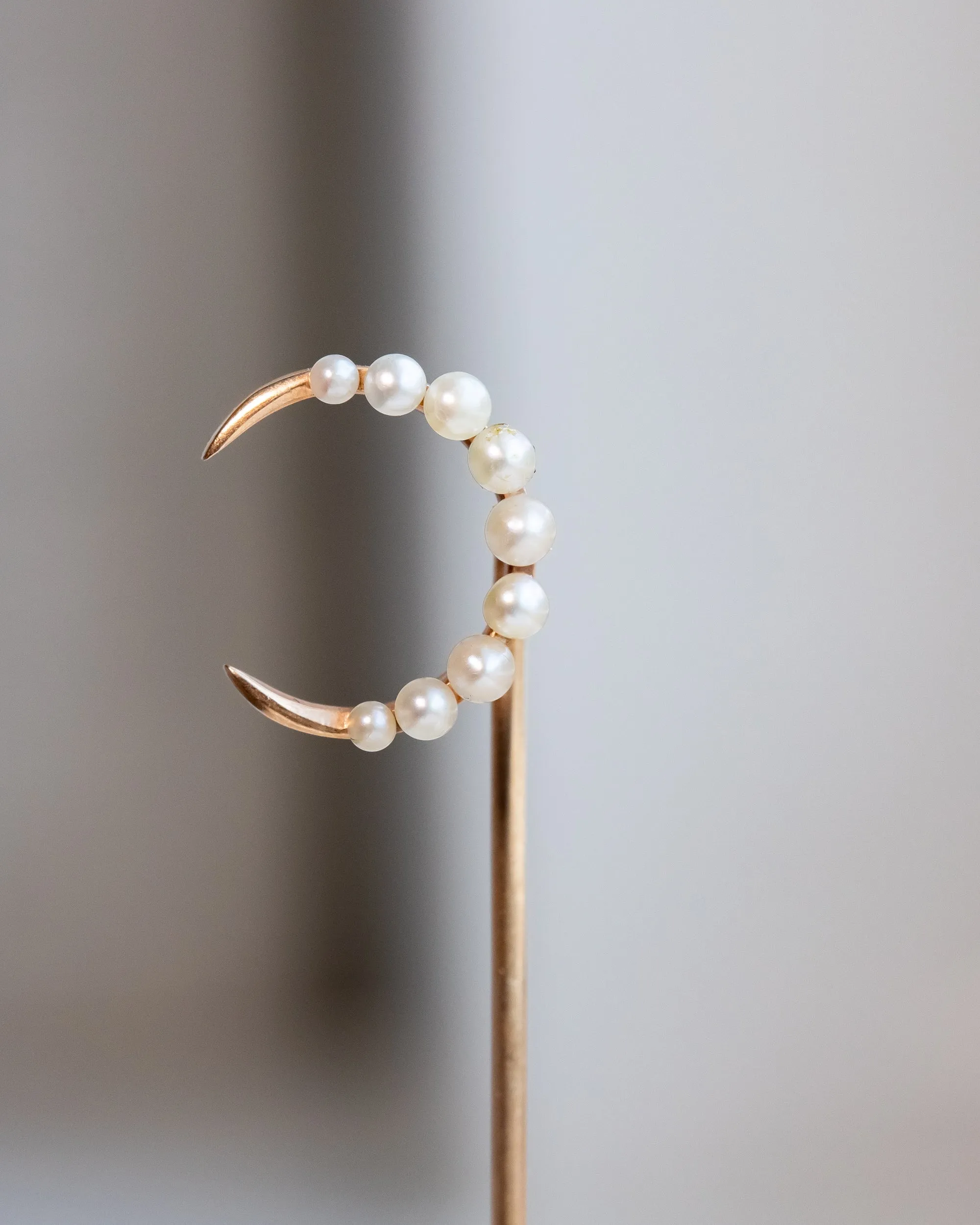 Trio of Antique 10k, 14k, Platinum 1.17 CTW Diamond & Pearl Celestial Stick Pins