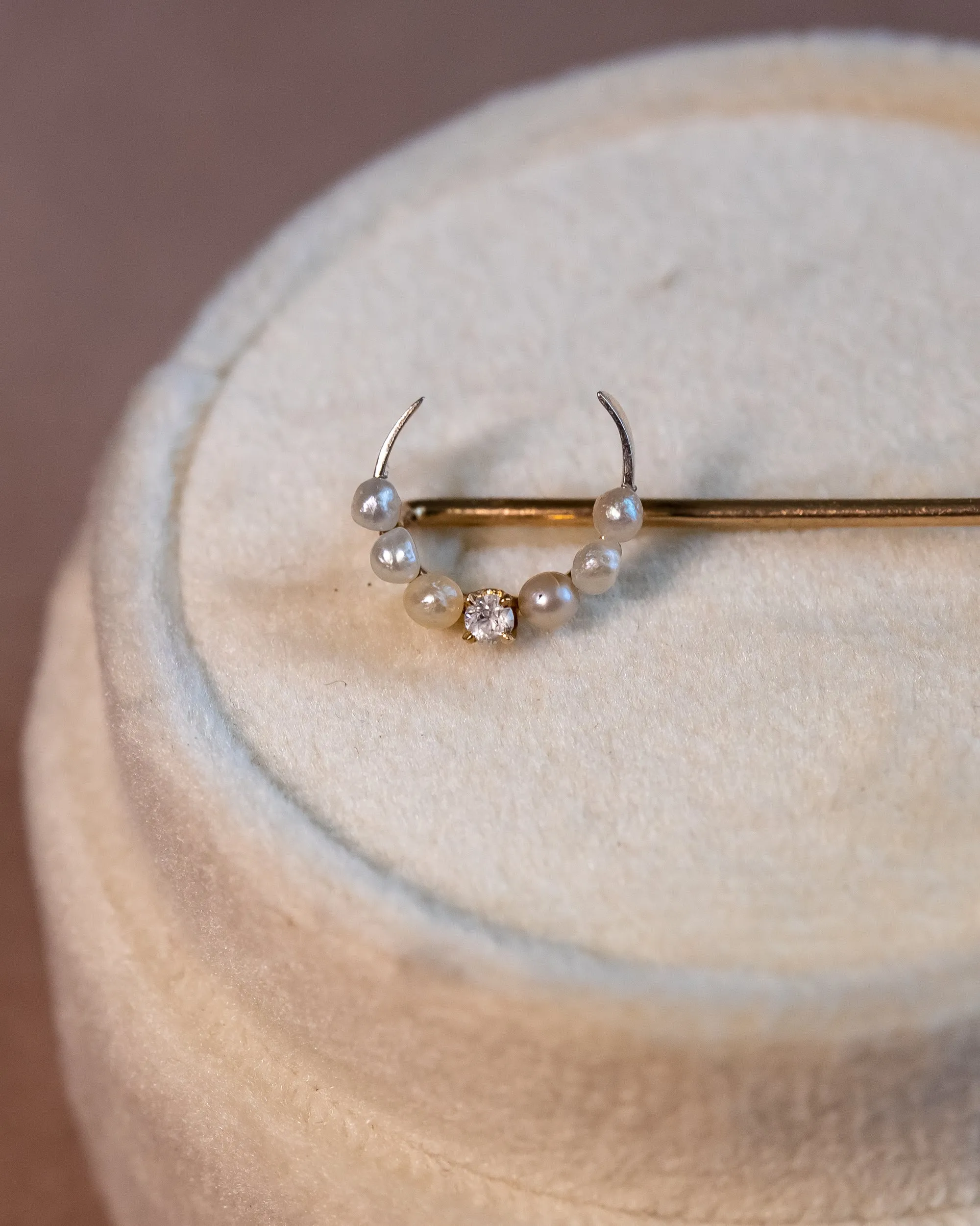 Trio of Antique 10k, 14k, Platinum 1.17 CTW Diamond & Pearl Celestial Stick Pins
