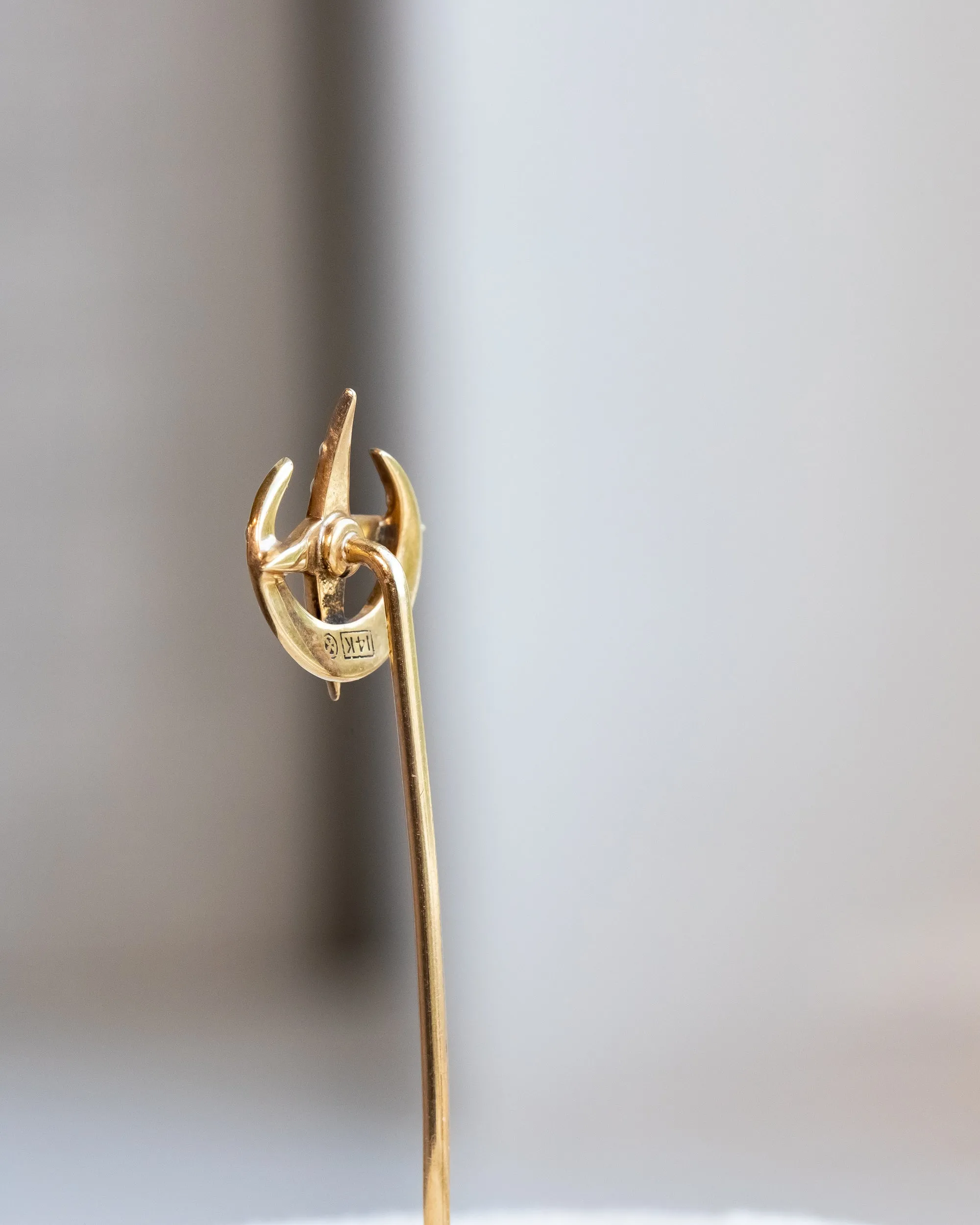 Trio of Antique 10k, 14k, Platinum 1.17 CTW Diamond & Pearl Celestial Stick Pins