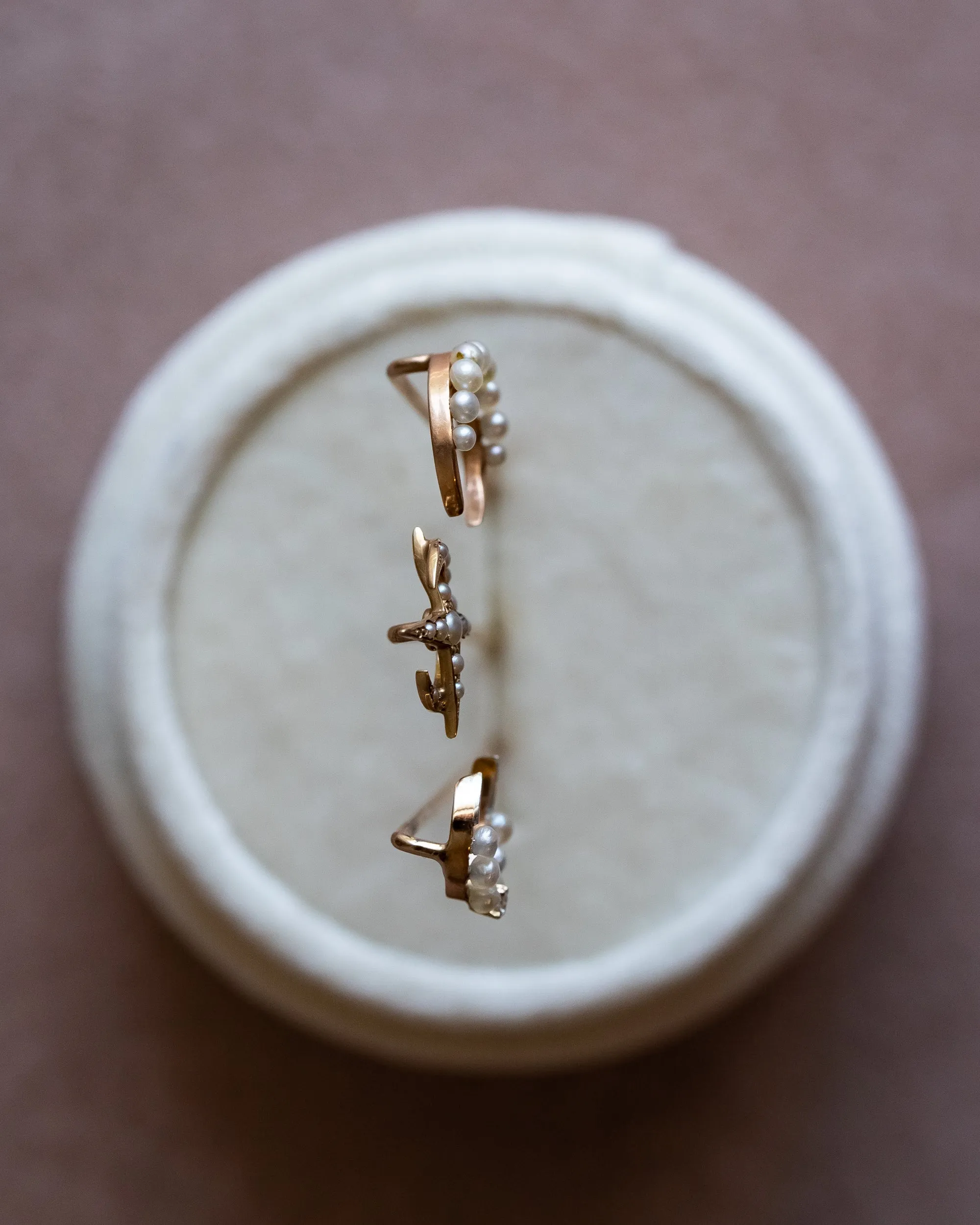Trio of Antique 10k, 14k, Platinum 1.17 CTW Diamond & Pearl Celestial Stick Pins