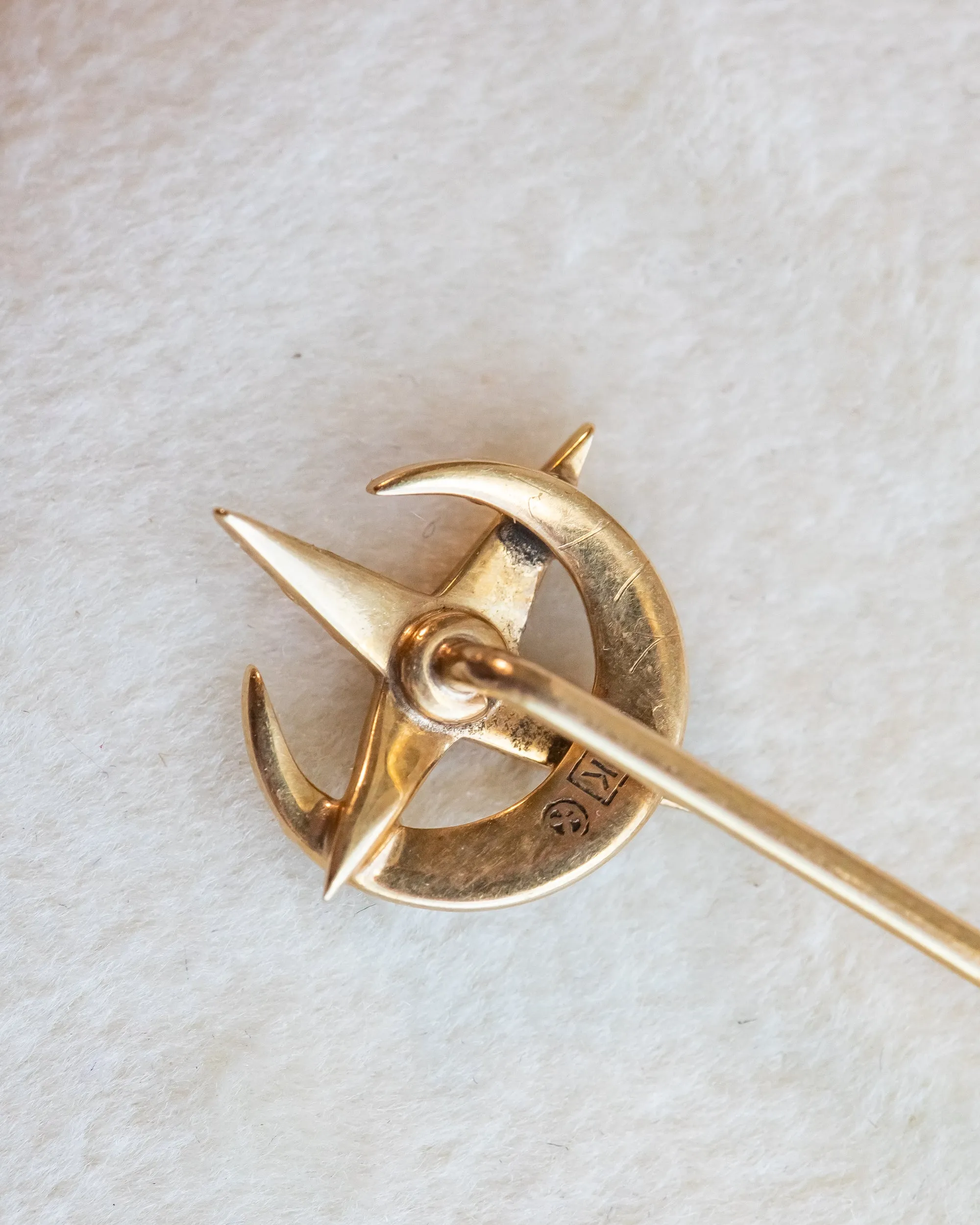 Trio of Antique 10k, 14k, Platinum 1.17 CTW Diamond & Pearl Celestial Stick Pins