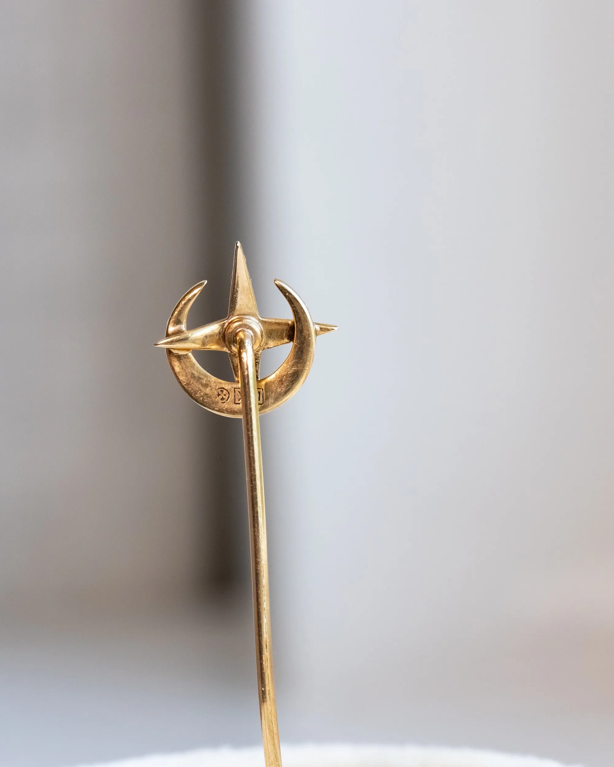 Trio of Antique 10k, 14k, Platinum 1.17 CTW Diamond & Pearl Celestial Stick Pins