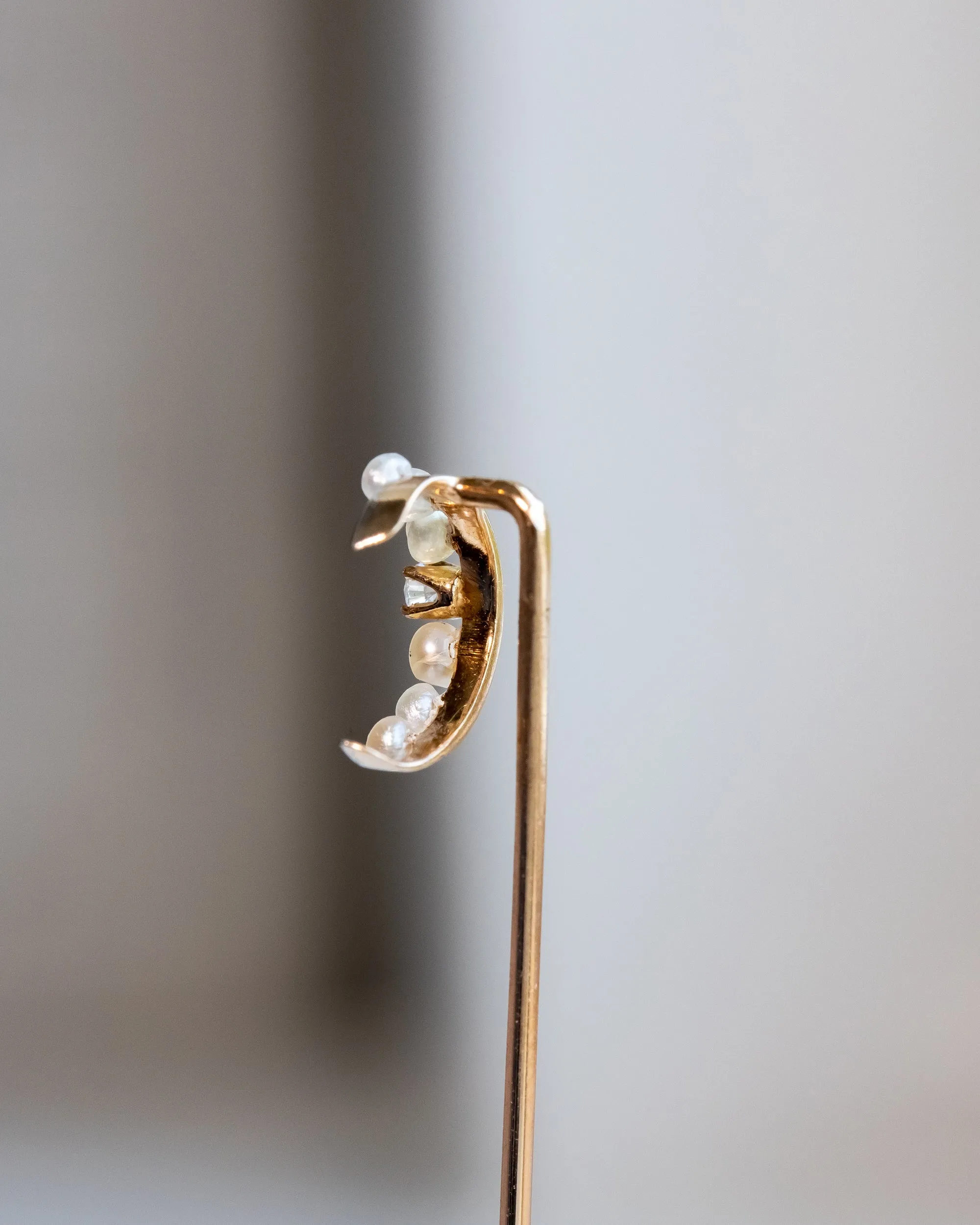 Trio of Antique 10k, 14k, Platinum 1.17 CTW Diamond & Pearl Celestial Stick Pins