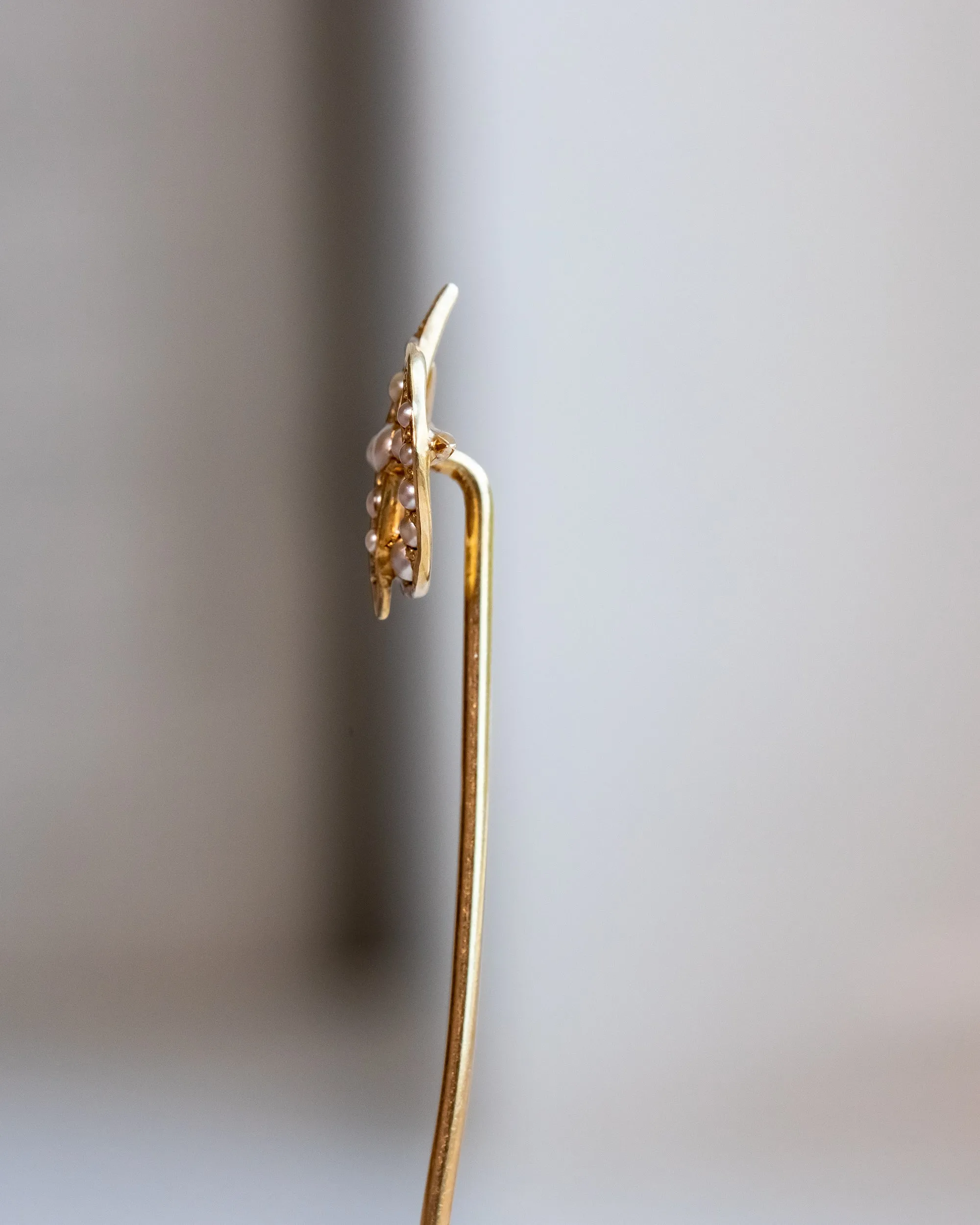 Trio of Antique 10k, 14k, Platinum 1.17 CTW Diamond & Pearl Celestial Stick Pins