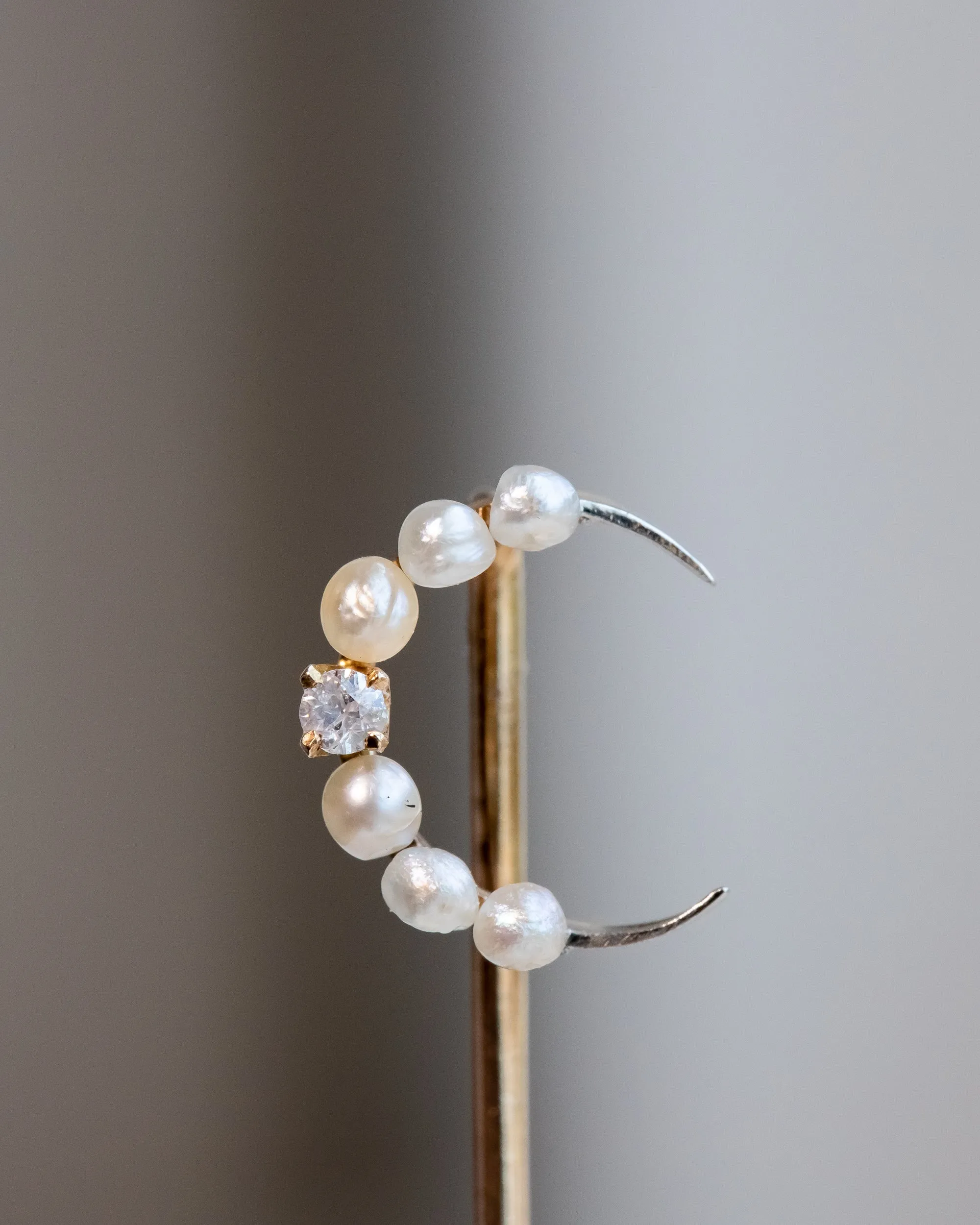 Trio of Antique 10k, 14k, Platinum 1.17 CTW Diamond & Pearl Celestial Stick Pins