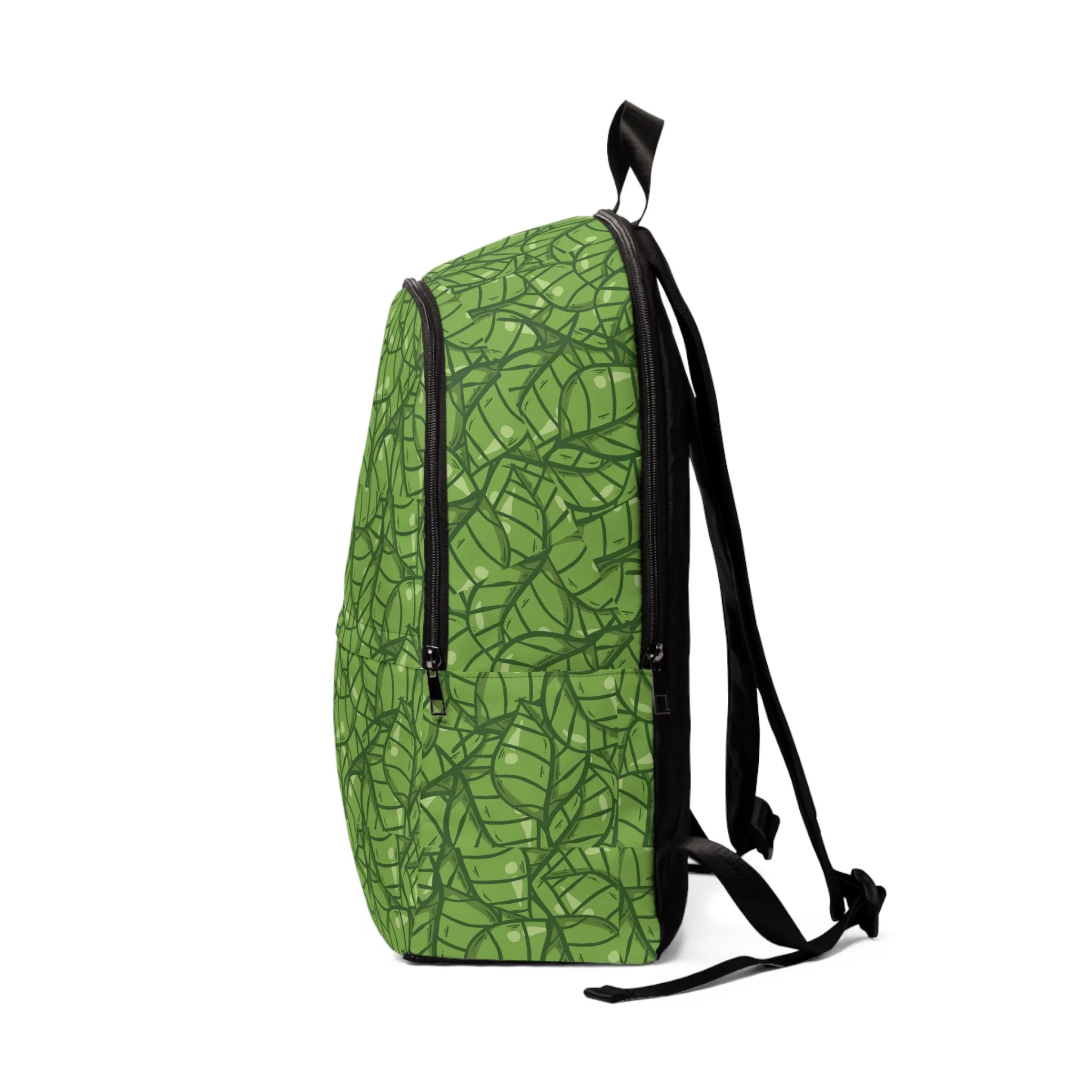 Unisex Fabric Backpack Green Leaves