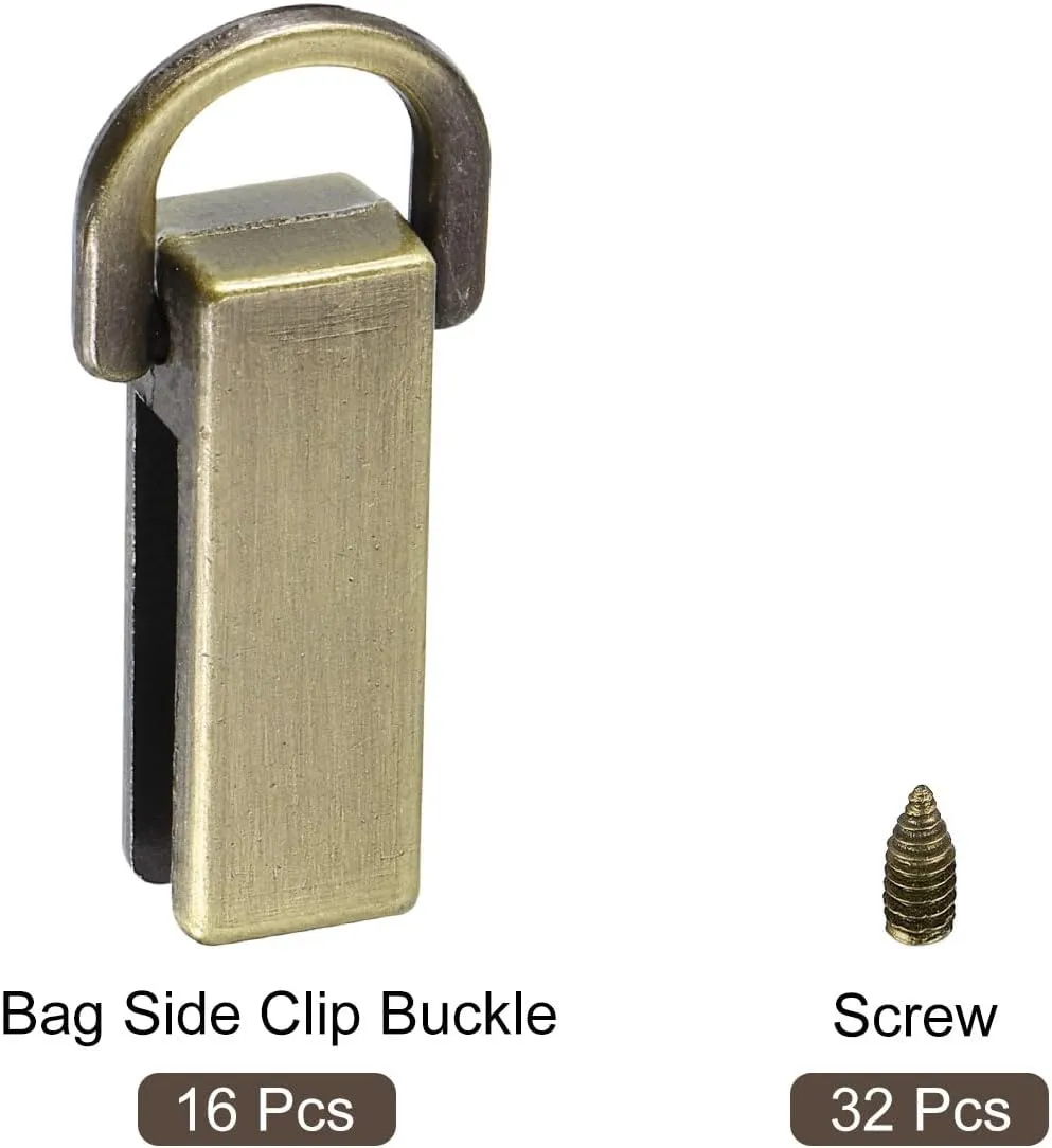 uxcell Bag Side Clip Buckle, 16Pcs 0.28" Metal Suspending Handbag Strap Chain Connector with D Ring for DIY, Purse Crossbody Shoulder (Bronze Tone)