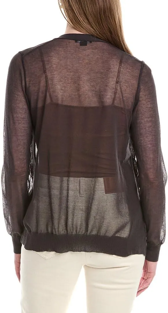V-Neck Button Front Wool-Blend Cardigan