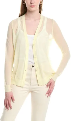 V-Neck Button Front Wool-Blend Cardigan