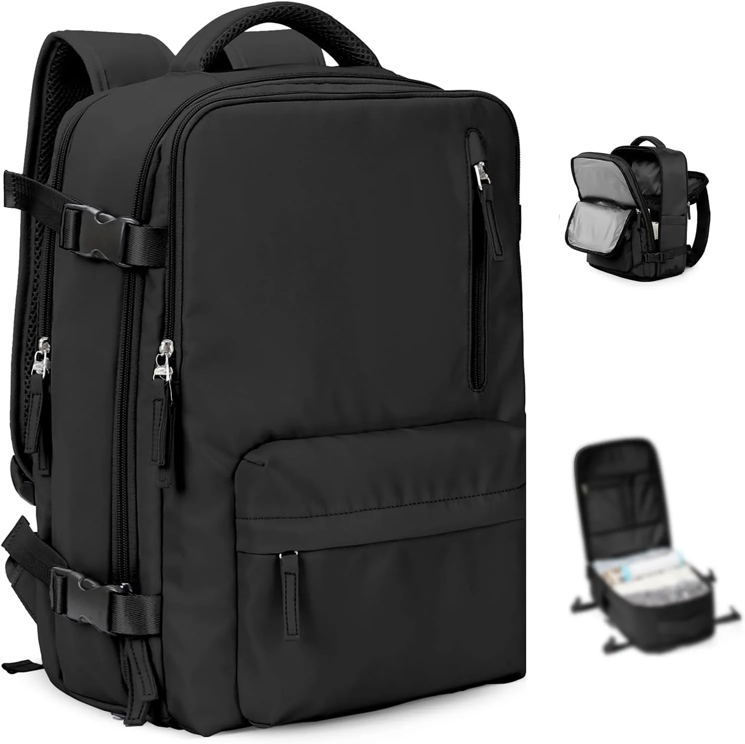 VGCUB Large Travel Backpack with Vacuum System Carry on Personal Item Storage Compression Seal Bags for Clothing with Pump Work Business Vacpack Airback Laptop Backpack for Women Men Black