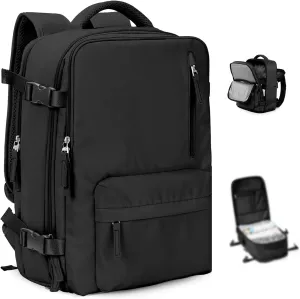 VGCUB Large Travel Backpack with Vacuum System Carry on Personal Item Storage Compression Seal Bags for Clothing with Pump Work Business Vacpack Airback Laptop Backpack for Women Men Black
