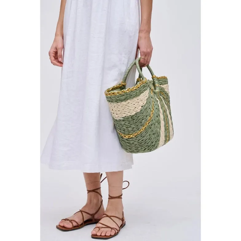 Victoria Straw Summer Beach Top Handle Tote