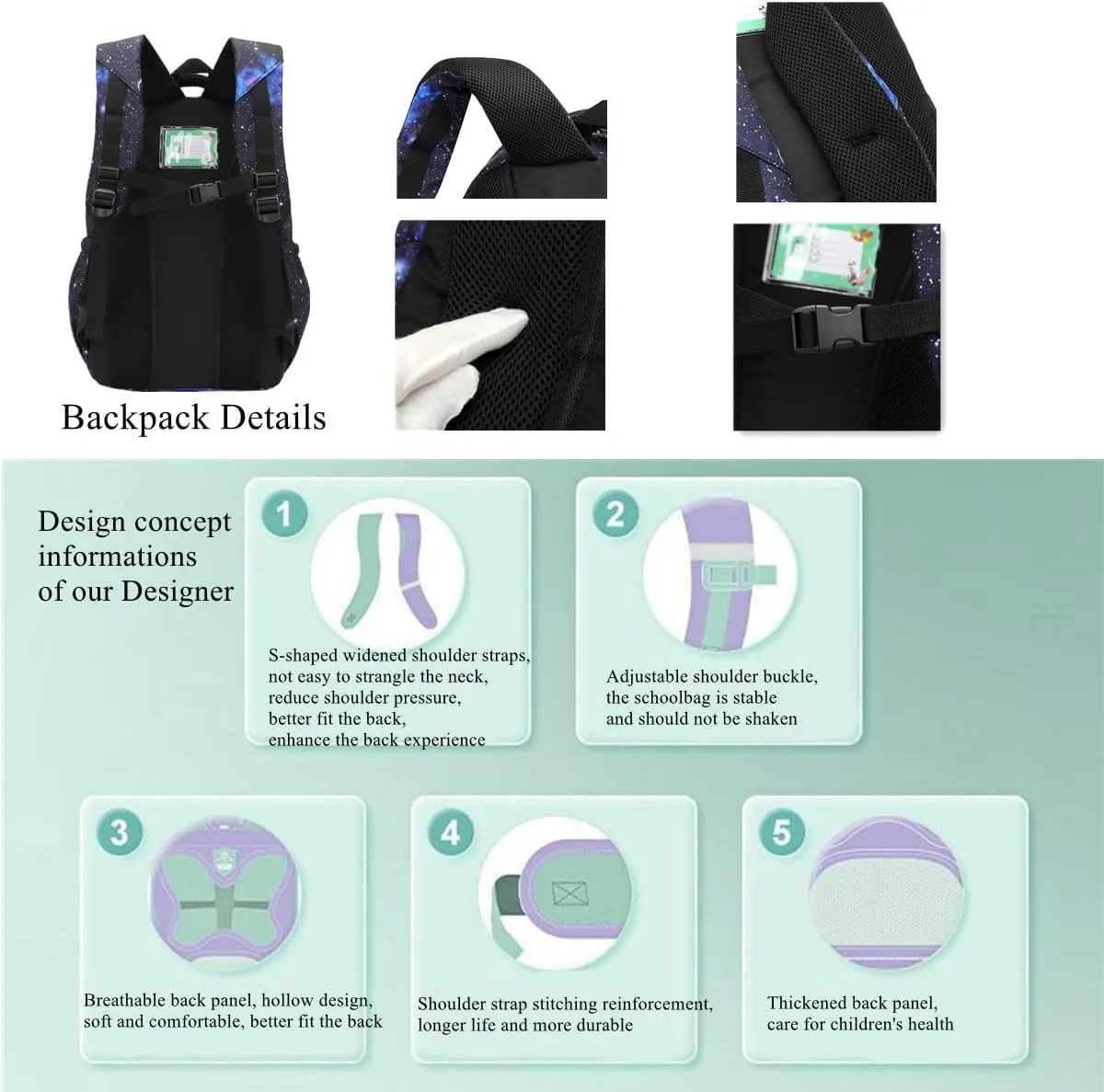 VIDOSCLA Galaxy Kids Rolling Backpack for Boys Primary Students Wheeled Bookbags for School