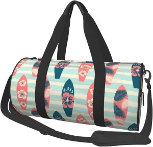 Vintage Surf Boards Round Travel Duffel Bag Large Capacity Gym Sports Bags for Hiking Vacation Trips