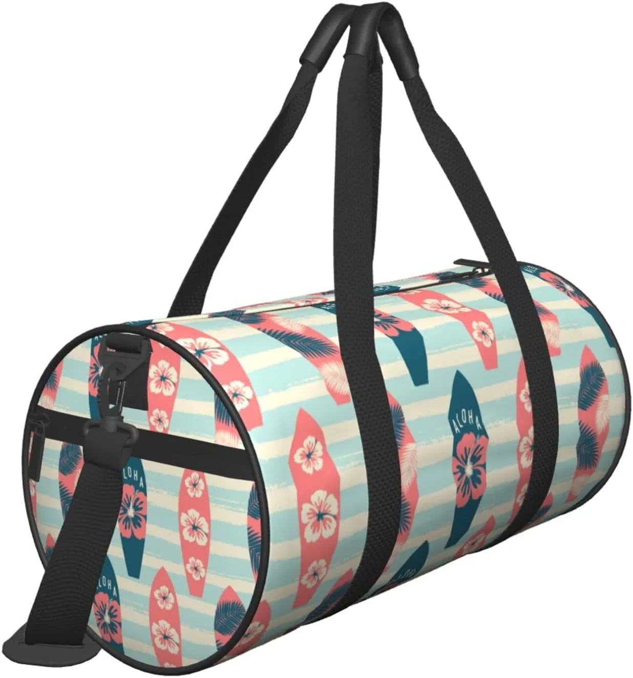 Vintage Surf Boards Round Travel Duffel Bag Large Capacity Gym Sports Bags for Hiking Vacation Trips