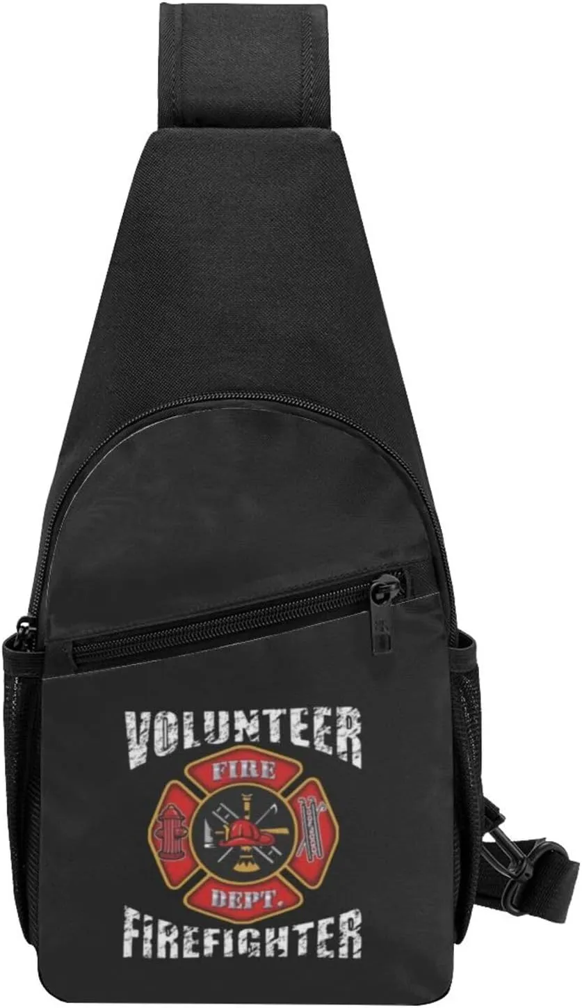 Volunteer Firefighters Sling Bag Crossbody Backpack Shoulder Casual Daypack Bags for Men Women