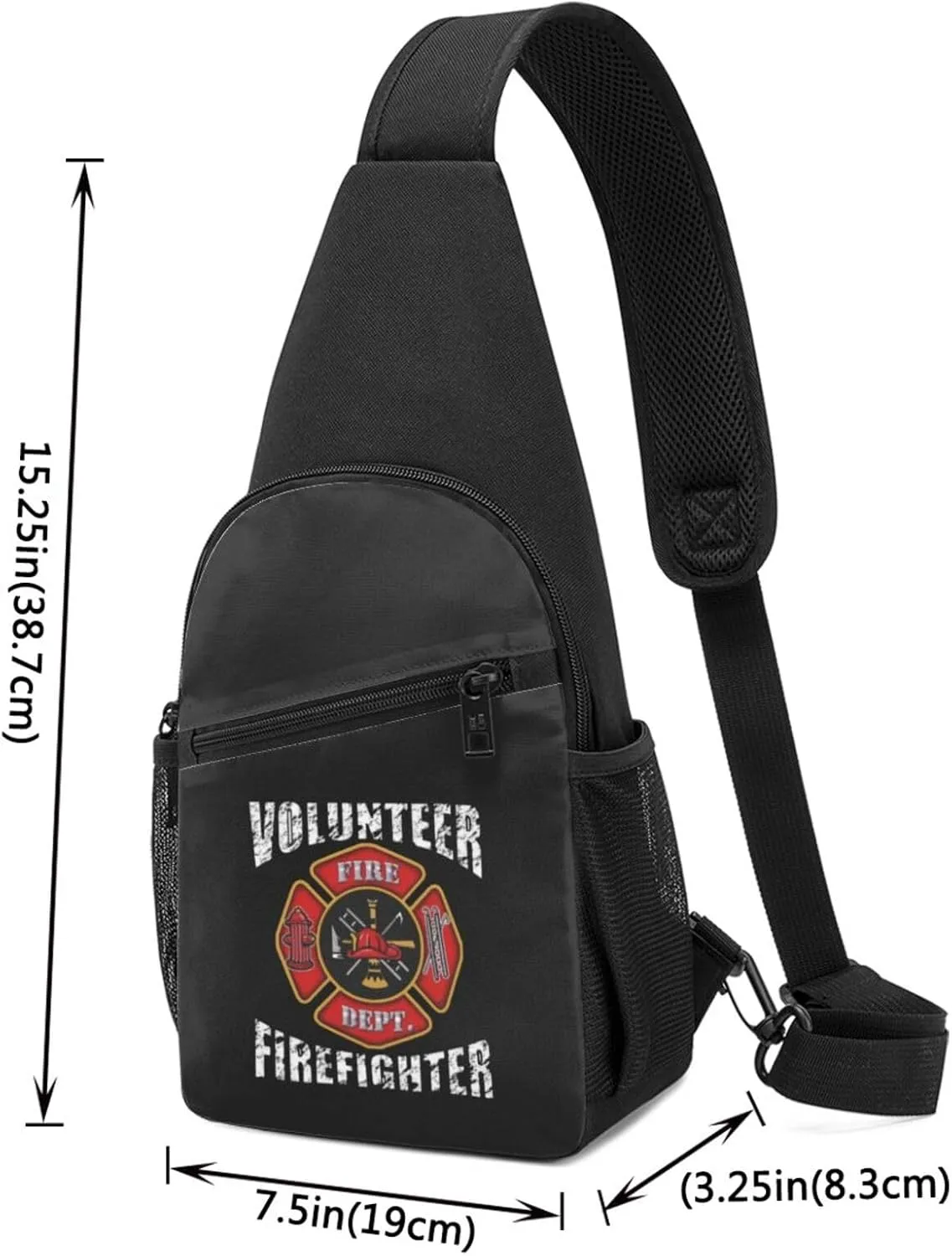 Volunteer Firefighters Sling Bag Crossbody Backpack Shoulder Casual Daypack Bags for Men Women