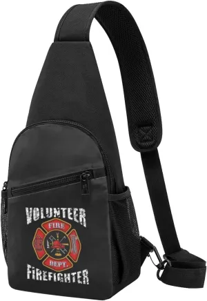 Volunteer Firefighters Sling Bag Crossbody Backpack Shoulder Casual Daypack Bags for Men Women