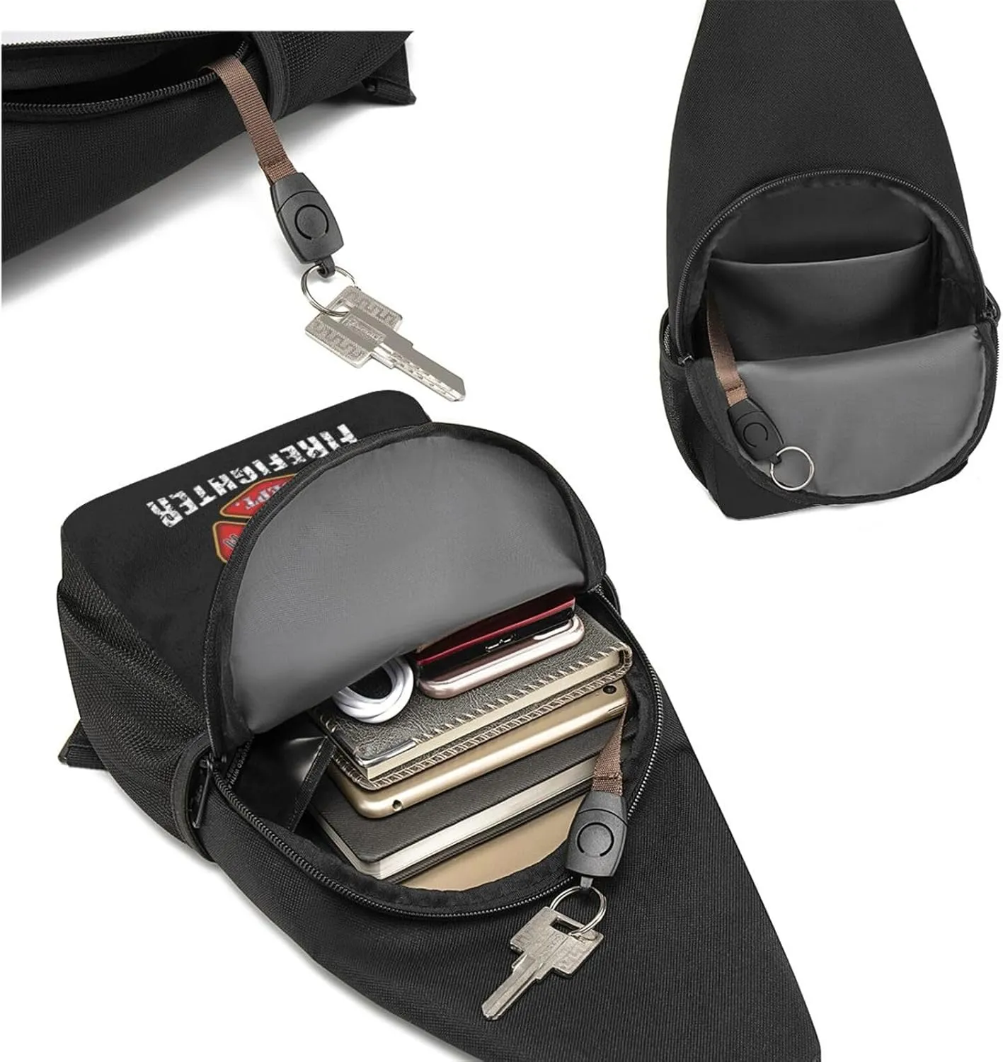 Volunteer Firefighters Sling Bag Crossbody Backpack Shoulder Casual Daypack Bags for Men Women