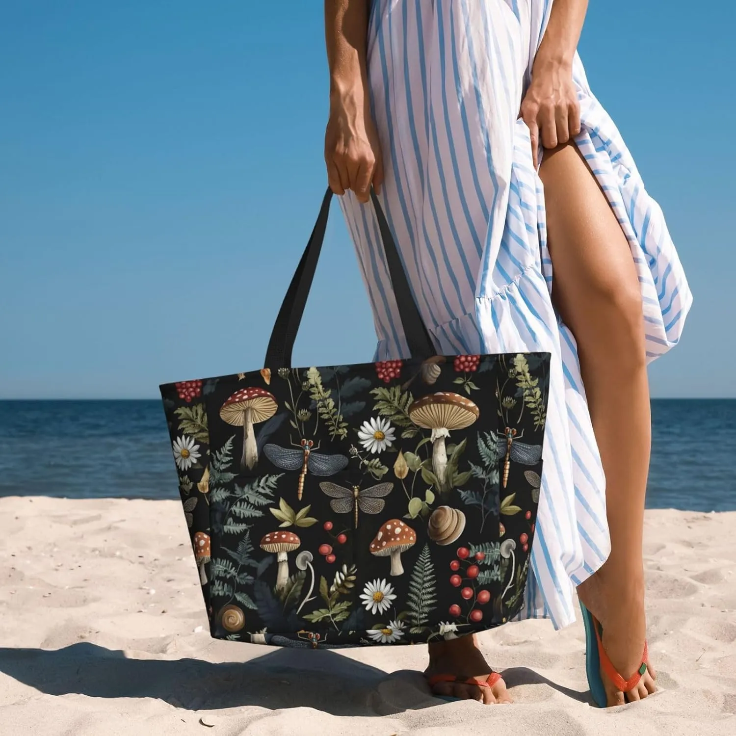 Waterproof Beach Bag for Women Sandproof Beach Tote Bags Large Capacity Swim Pool Bag Foldable Travel Duffel Bags