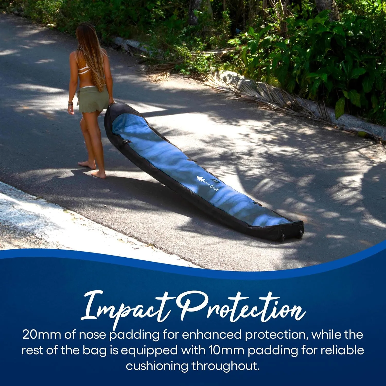 Wave Tribe Hemp Surfboard Travel Bag - Mini Simmons, Shortboard, Longboard Surfboard Bag, 20mm Padding, YKK Zipper, Multiple Pockets, Keeps Boards Cool, Easy Carry Straps, Rated as Best by ESPN