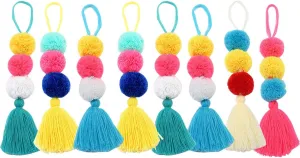 Wepetyo 10 Pcs Cute pom pom Tassel,Colorful Key Rings Tassel,11.8" inch Tassels for Craft Charm Pendant Keyring Keychain for Women Purse Handbag Decor(Random Color)