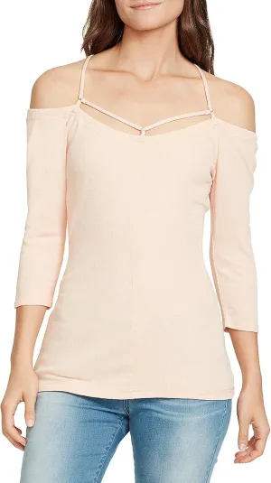 William Rast Women's Prairie Strappy Cold Shoulder Tunic Top
