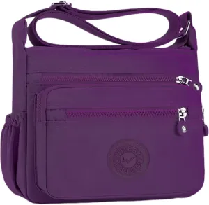 WITERY Nylon Crossboby Bag for Women - Waterproof Zipper Multi-pocket Travel Shoulder Bag Purse, Lightweight Messenger Bag