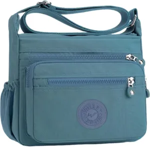 WITERY Nylon Crossboby Bag for Women - Waterproof Zipper Multi-pocket Travel Shoulder Bag Purse, Lightweight Messenger Bag