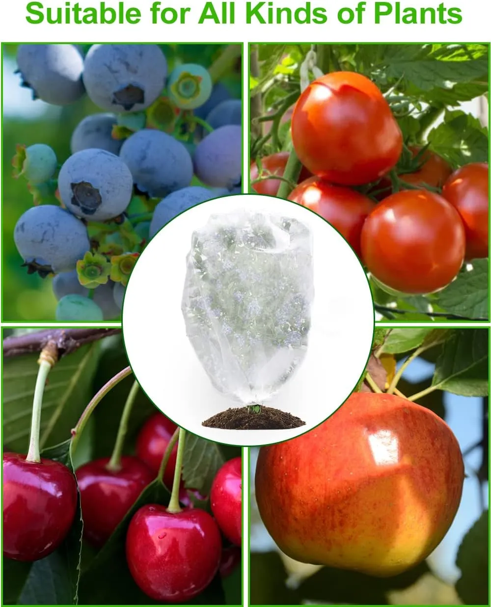 wohohoho 5 Packs Blueberry Bushes Netting Cover with Drawstring, 4.9Ft x 3.3Ft Garden Tree Netting Pest Barrier Tomato Protective Covers Prevent Fruits Plants from Squirrel Bird Insect Deer Animals