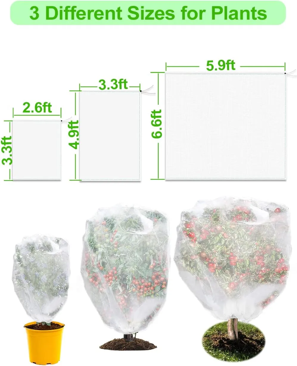 wohohoho 5 Packs Blueberry Bushes Netting Cover with Drawstring, 4.9Ft x 3.3Ft Garden Tree Netting Pest Barrier Tomato Protective Covers Prevent Fruits Plants from Squirrel Bird Insect Deer Animals