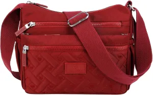 Women Crossbody Bag Multi-Pocket Nylon Waterproof Lightweight Casual Shoulder Handbag Purse Bookbag