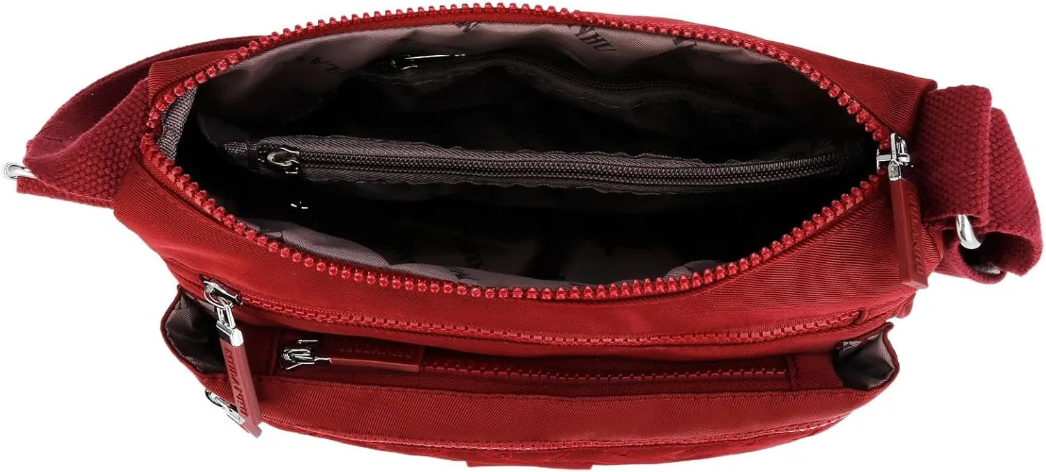 Women Crossbody Bag Multi-Pocket Nylon Waterproof Lightweight Casual Shoulder Handbag Purse Bookbag