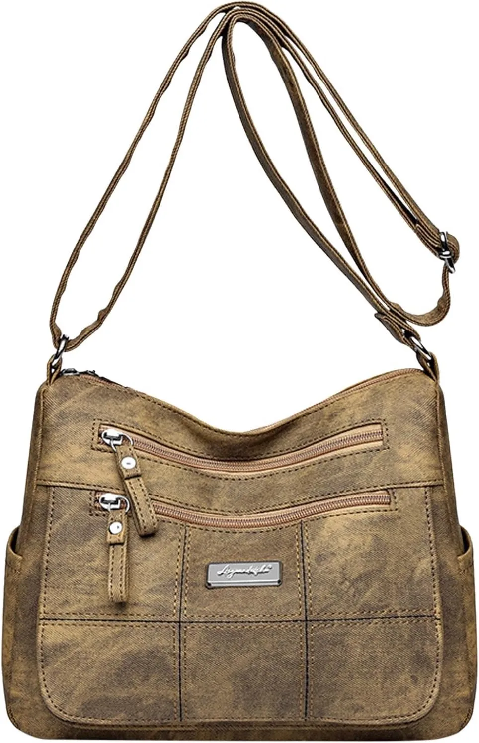 Women Shoulder Bag Fashionable New Pattern Simple Solid Color Retro Practical Large Capacity Zipper (Yellow, One Size)