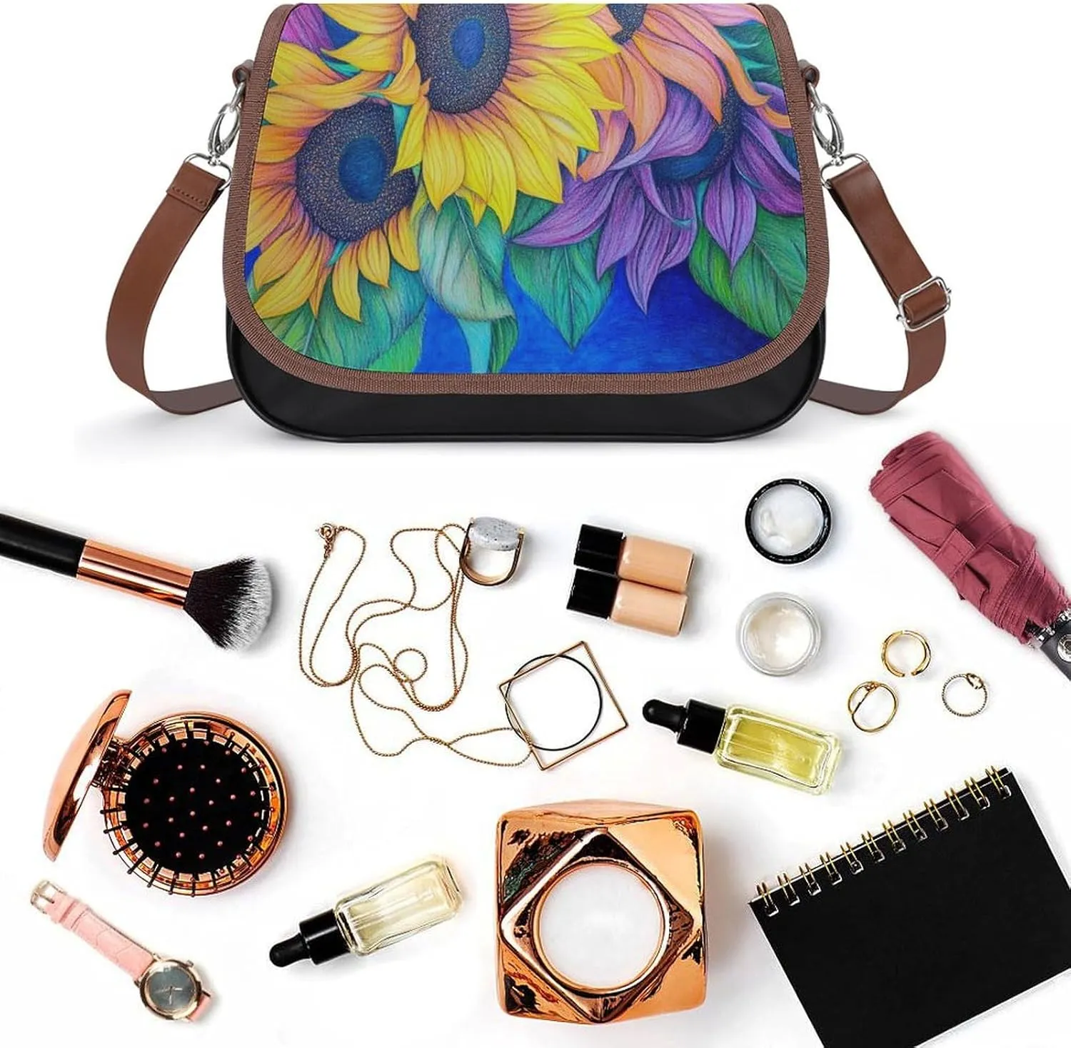 Womens Crossbody Purse Lightweight PU Leather Shoulder Bag Waterproof Messenger Bags