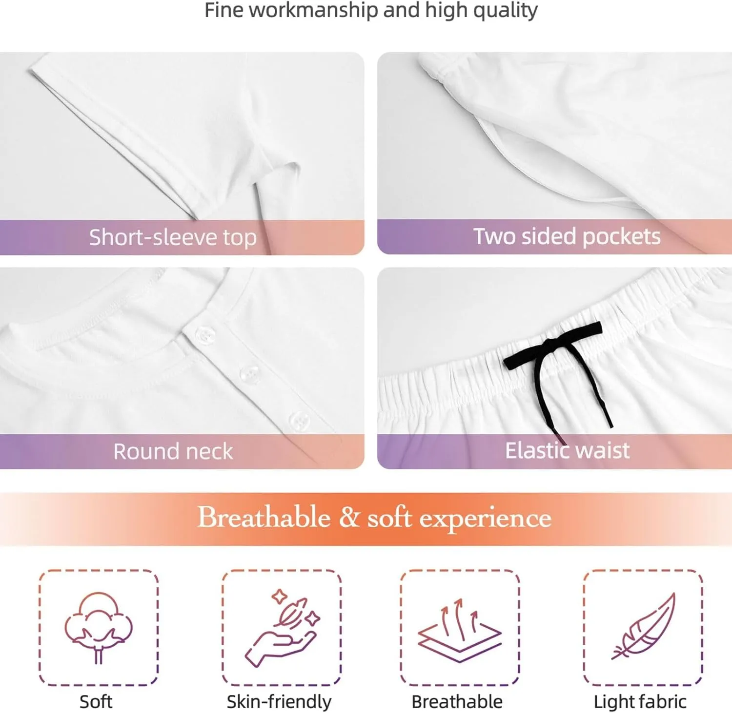 Women'S Pajamas Sets Short Sleeve Lounge Sets Sleepwear Casual Two Piece Pjs With Pockets