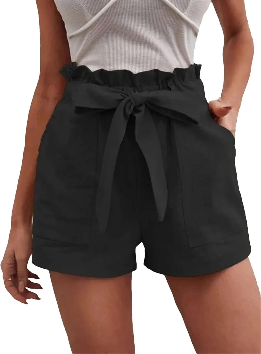 Women's Wide Leg Beach Shorts with Pockets | Breathable High Waist Lace Up Yoga Shorts | Lightweight Summer Casual Shorts