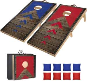 Wooden Cornhole Board Set with Bean Bags, Choose 4x2 or 2x1.3 ft Portable Outdoor & Indoor Corn Hole Toss Game Sets for Kids Adults and Family Party Camping Equipment